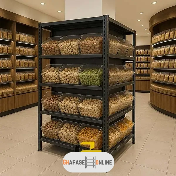 استند وسط در دکور مغازه آجیل فروشی