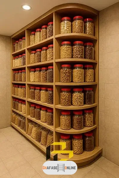 قفسه بندی گوشه ای مغازه آجیل و خشکبار